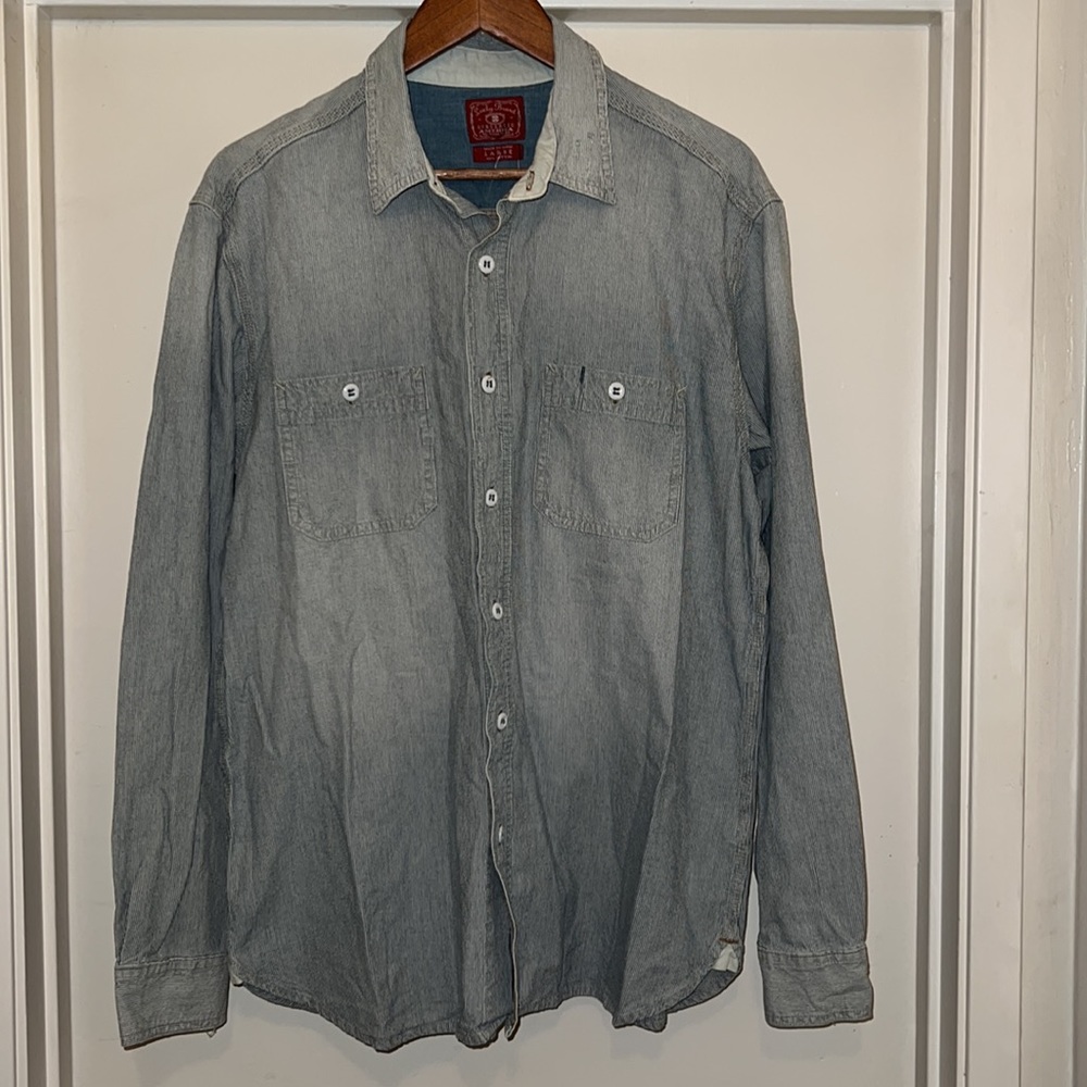 EUC Lucky brand dungarees; relaxed fit; distressed; men’s/ unisex; size large